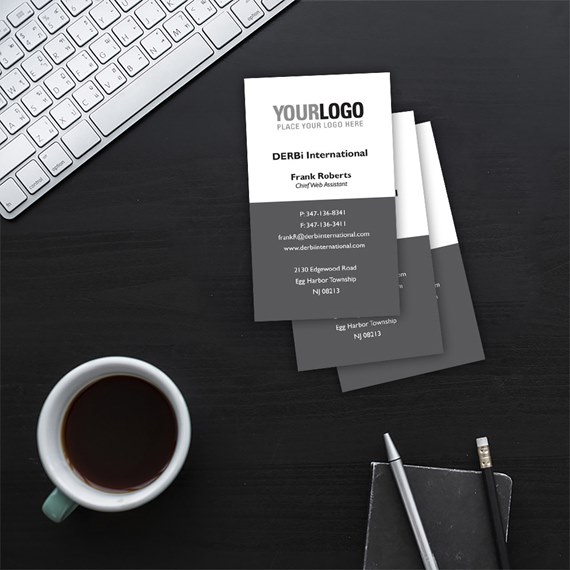 business cards with logo placeholder and contact information