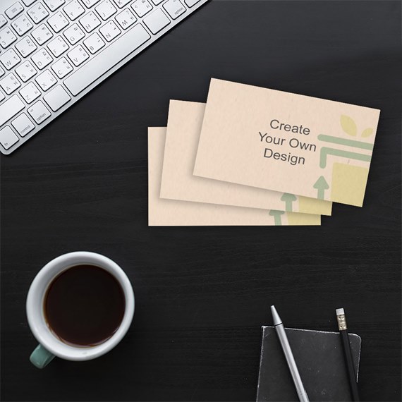 stacked cards with customizable text area and graphic elements