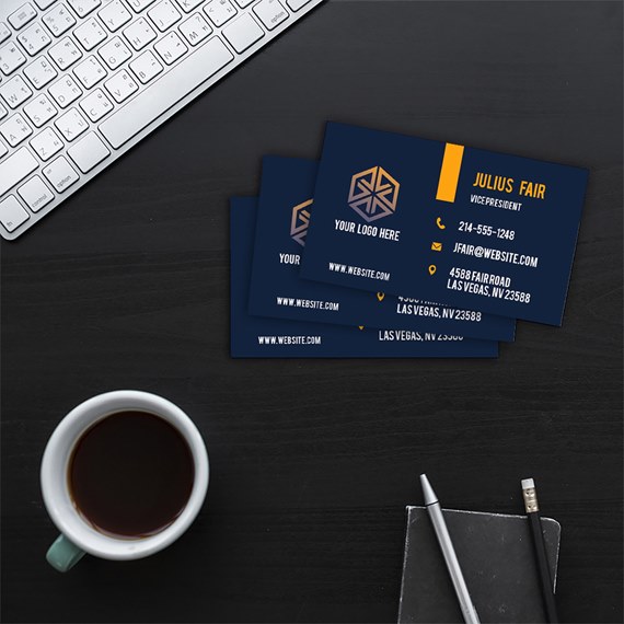 business cards with logo placeholder and contact details