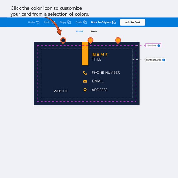 business card design with customizable text areas