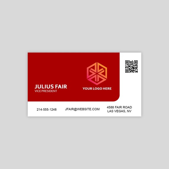 business card with geometric logo and customizable text area