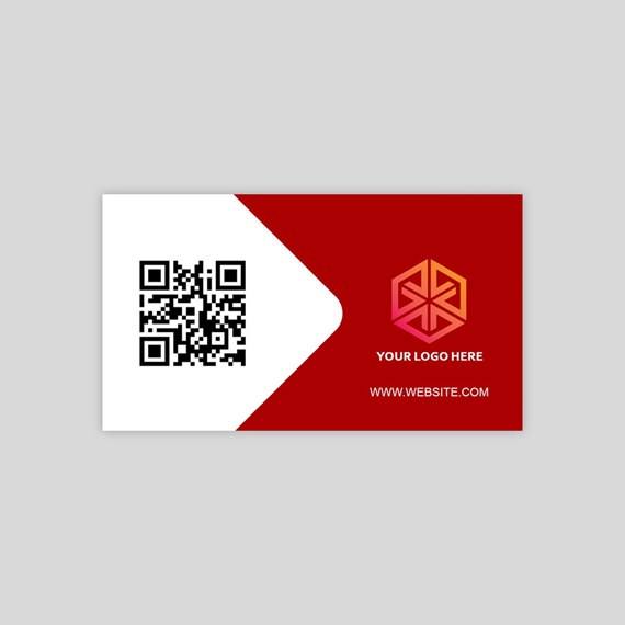 business card with qr code and logo placeholder