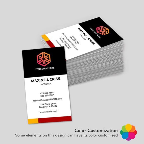business card design with logo and contact information