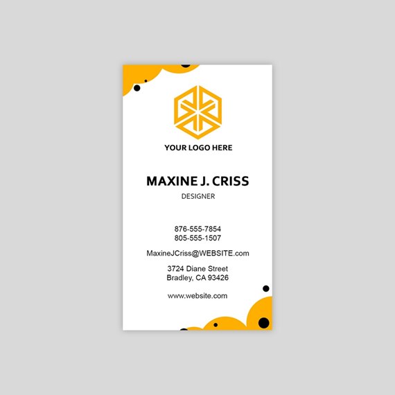 business card with logo placeholder and contact information