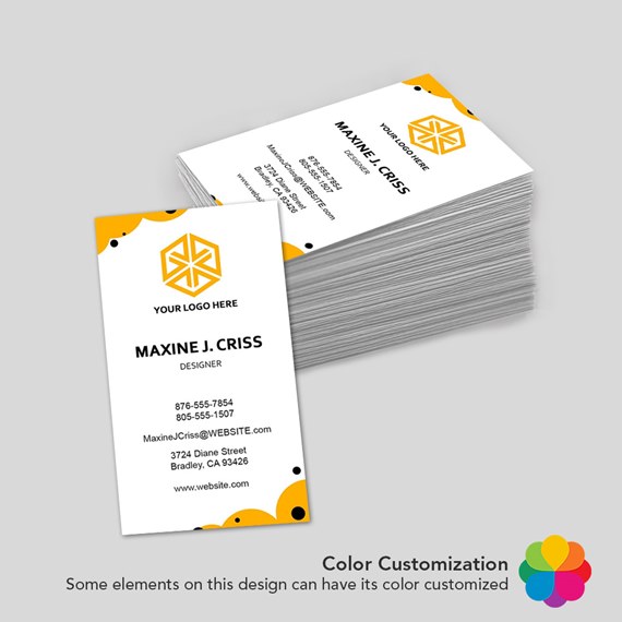 business card design with logo and contact information
