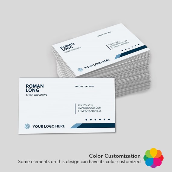 stack of business cards with customizable text area and logo placeholder