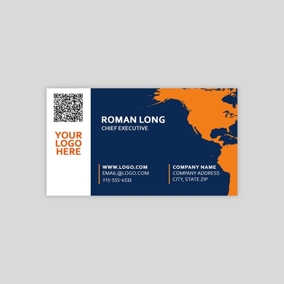 business card design with map and customizable text area