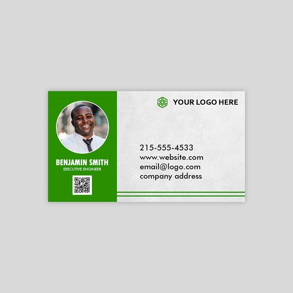 business card with photo placeholder and customizable text area