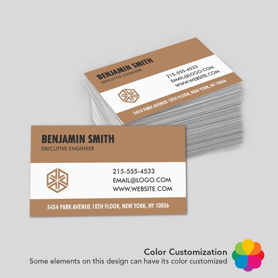 business card design with customizable text area and logo placeholder