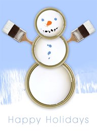 Paint Can Snowman Holiday Card
