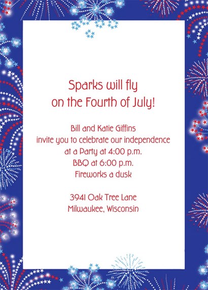 Patriotic Fireworks Party Invite