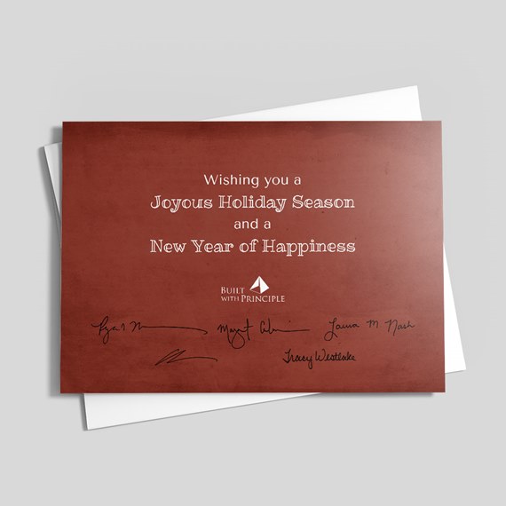 holiday greeting card backside with cutomizable area