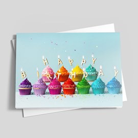 Rainbow Cupcakes Birthday Card