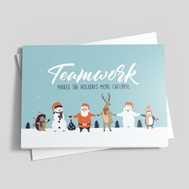 Santa's Teamwork Christmas Card