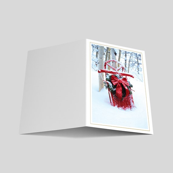 Sled & Wreath Holiday Card