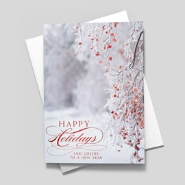 Icy Leaves Holiday Card