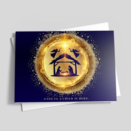 Golden Nativity Christmas Card