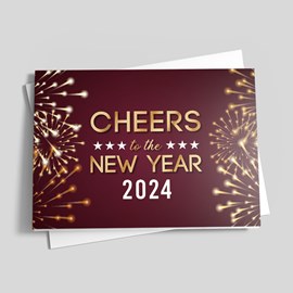 Burgundy Flames New Year Card