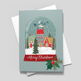 Snow Globe Village Christmas Card