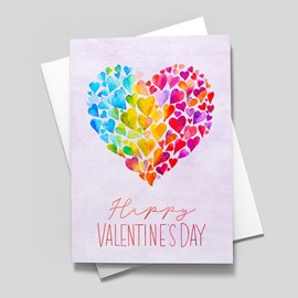 Watercolor Hearts Valentine Card