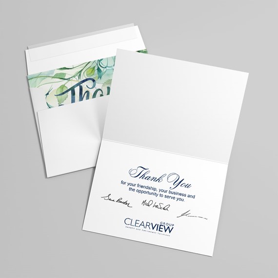 thank you card with floral design and customizable text area