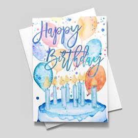Watercolor Cake Birthday Card