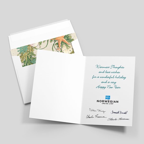 greeting card with sea-themed design and customizable text area