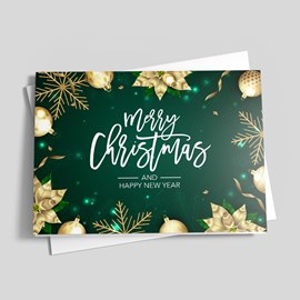 Golden Poinsettias Holiday Card
