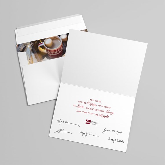 greeting card with photo placeholder and holiday message