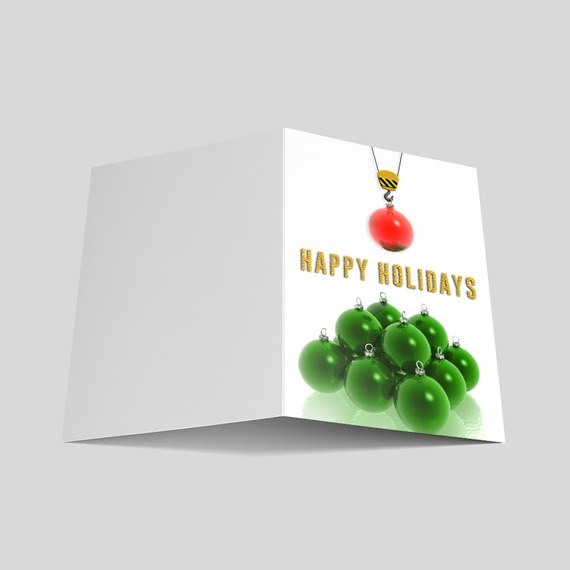 holiday card with ornaments and text placeholder