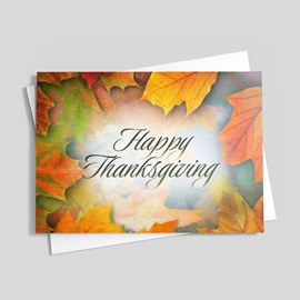 Dewy Leaves Thanksgiving Card