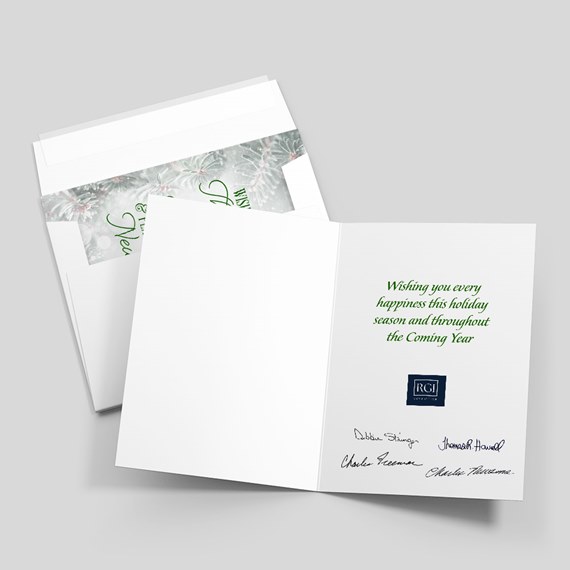 holiday card with customizable text area and logo placeholder