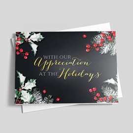 Midnight Holly Holiday Card