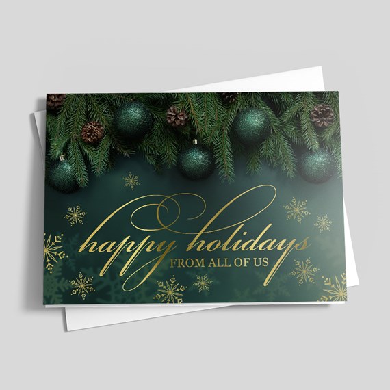 holiday card with decorative elements and text