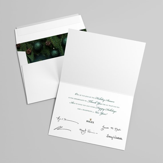 holiday card with photo placeholder and decorative elements