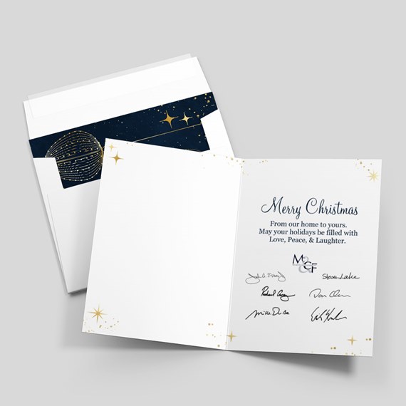 holiday greeting card with celestial design