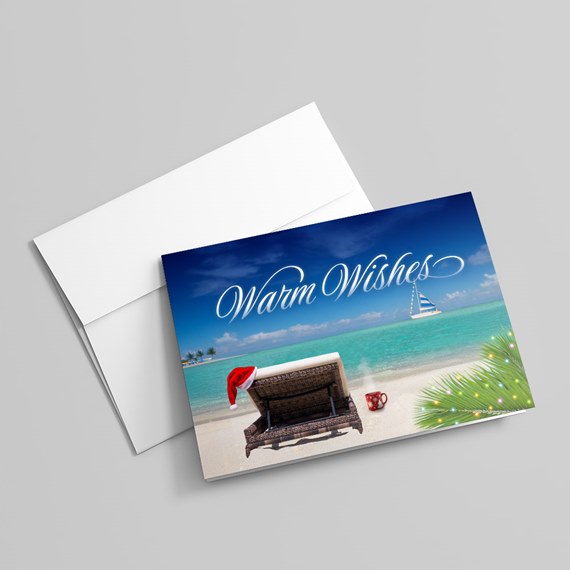 beach scene with lounge chair and customizable text area