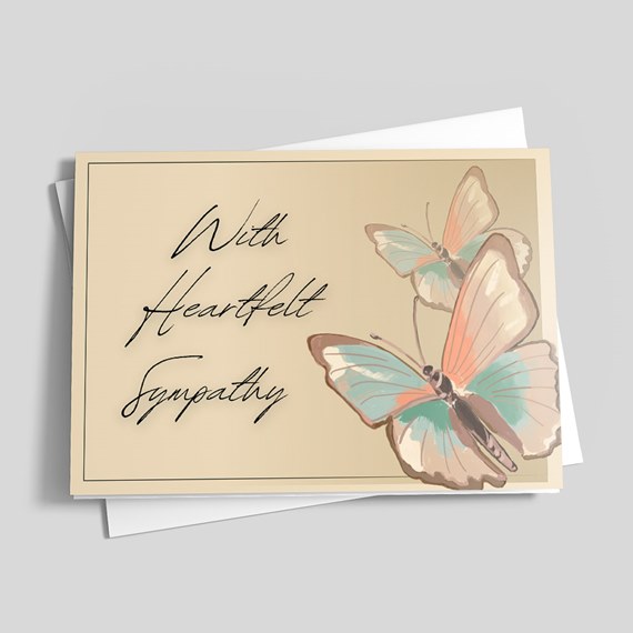 sympathy card with butterflies and customizable text area