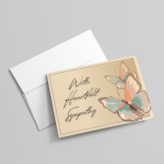 sympathy card with butterfly illustrations and text
