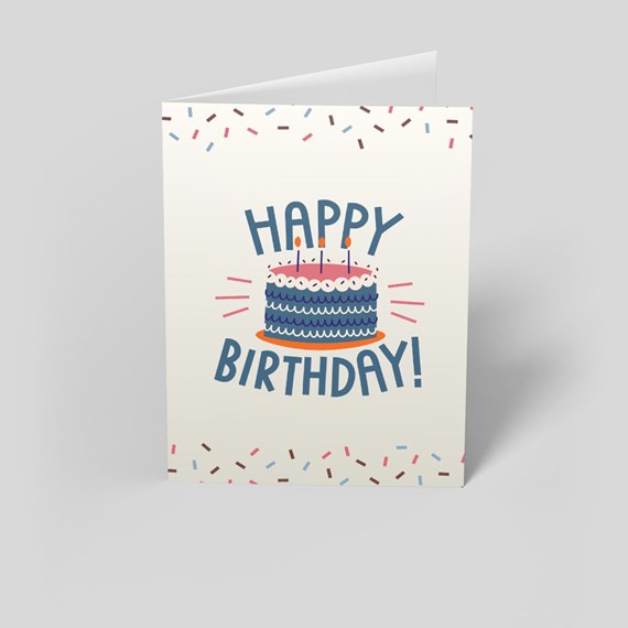 birthday card with cake and sprinkles
