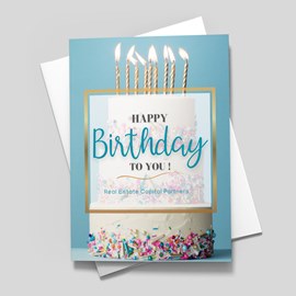Elegant Gold-Bordered Birthday Card