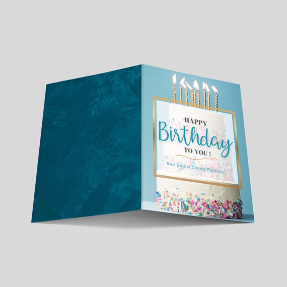 birthday card with cake and candles, customizable text area