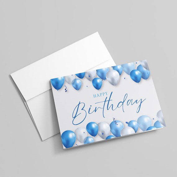 birthday card with balloons and customizable text area