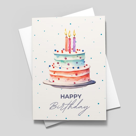birthday card with cake illustration and text