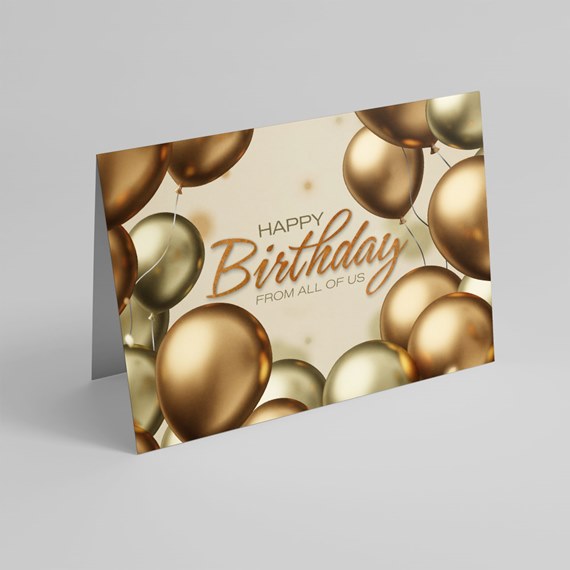 birthday card with balloons and customizable text area