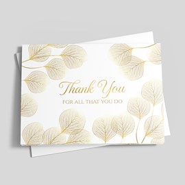 Soft Golden Leaves Thank You Card