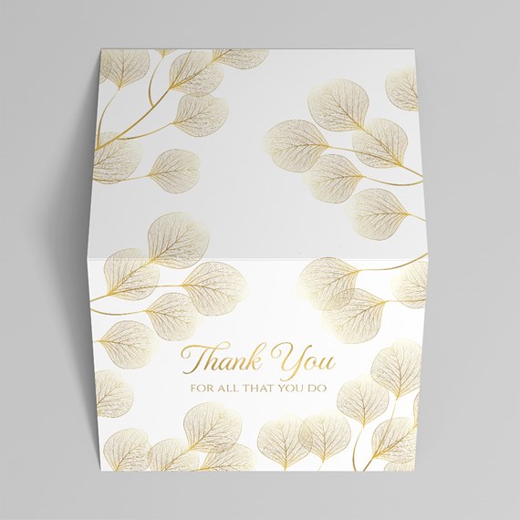 thank you card with gold leaf design