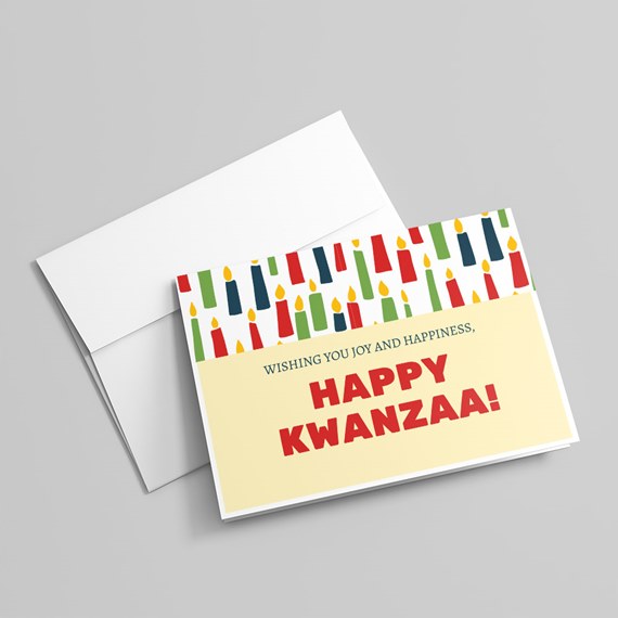 greeting card with colorful candle border and yellow center