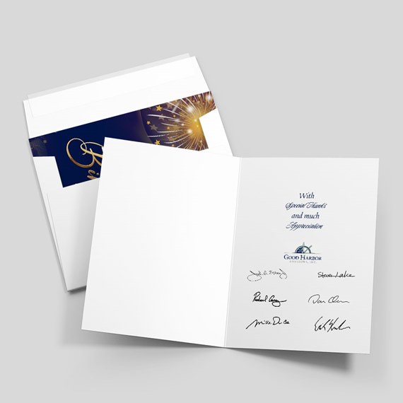 folded card with customizable text area and signatures