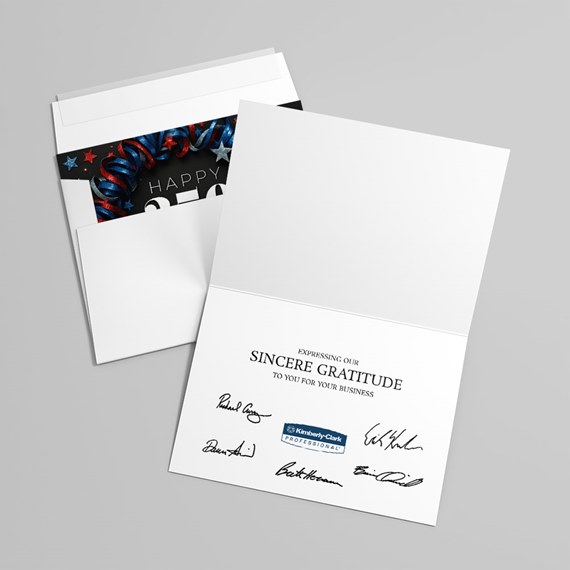 greeting card with customizable text area and photo placeholder